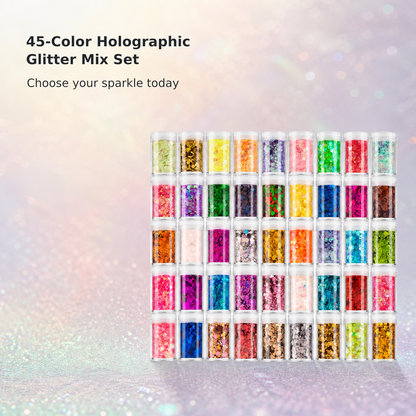 45-Color Holographic Chunky & Fine Glitter Set