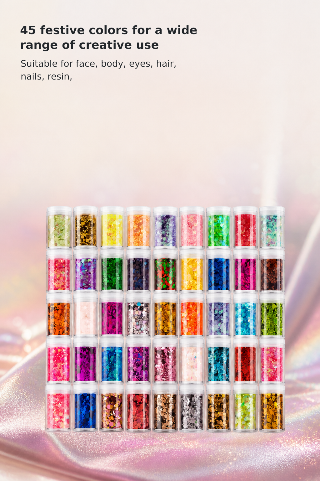 45-Color Holographic Chunky & Fine Glitter Set